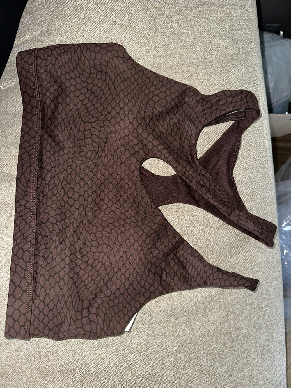 Fabletics Brown Textured Racerback Sports Bra
